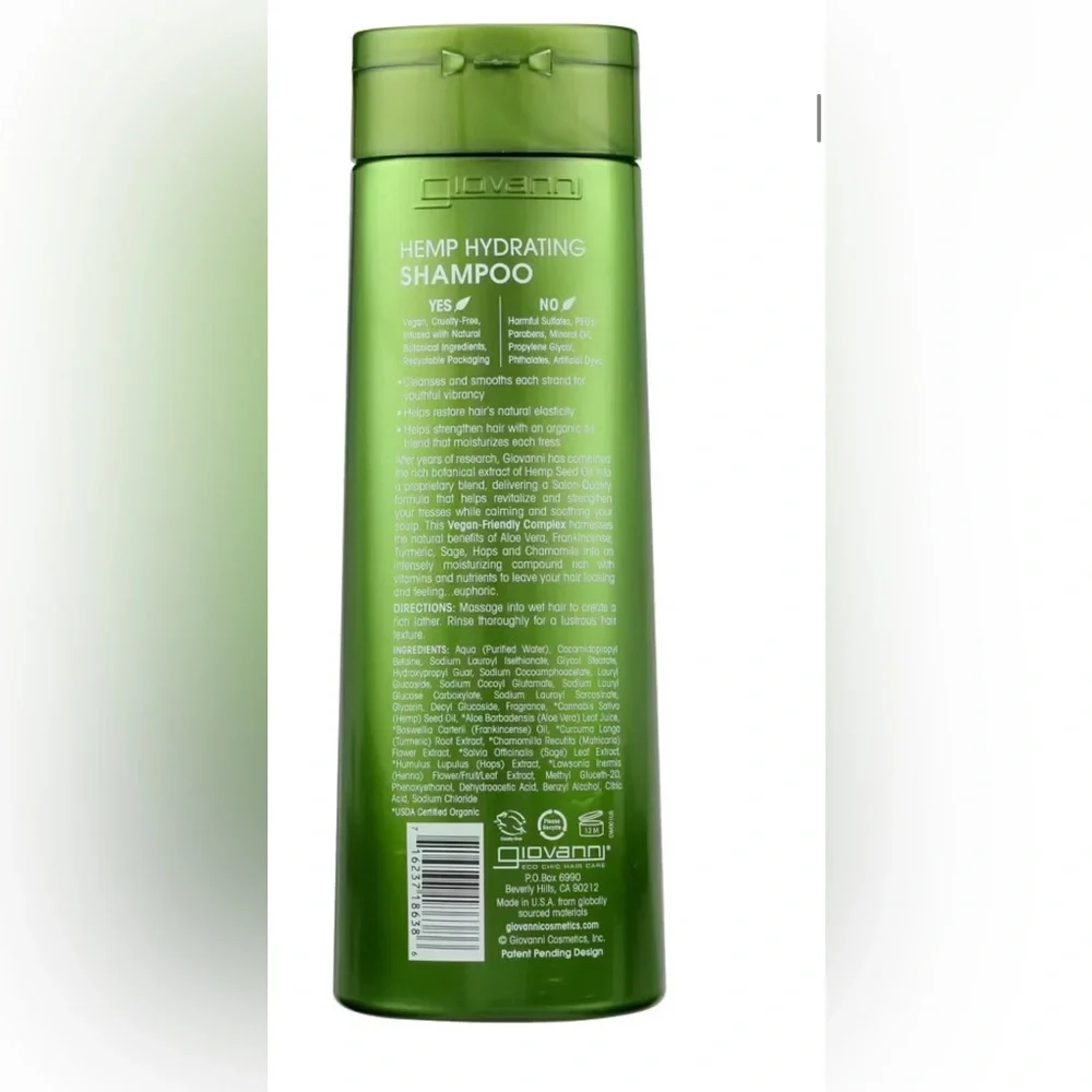 Giovanni Hemp Hydrating Shampoo for all hair types cruelty free salon quality